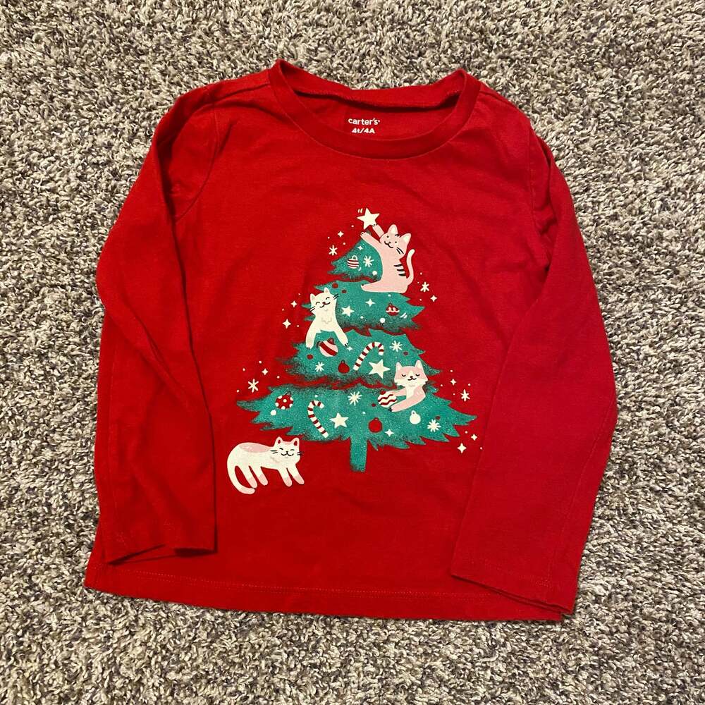Kid Christmas Tree Long-Sleeves Graphic Tee size 4t